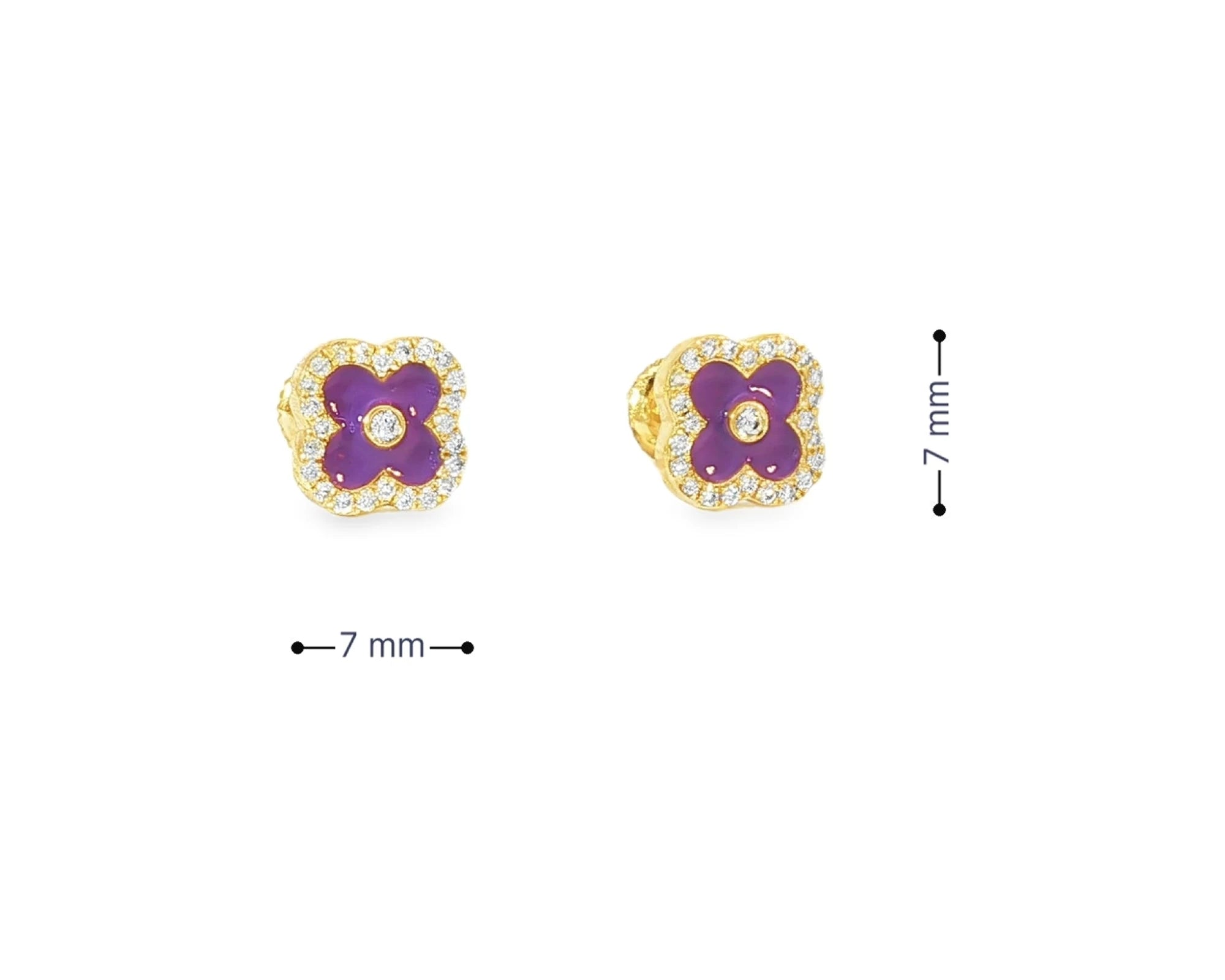 10k Gold Diamond Clover Earrings with Enamel Design 0.14ct – view 6