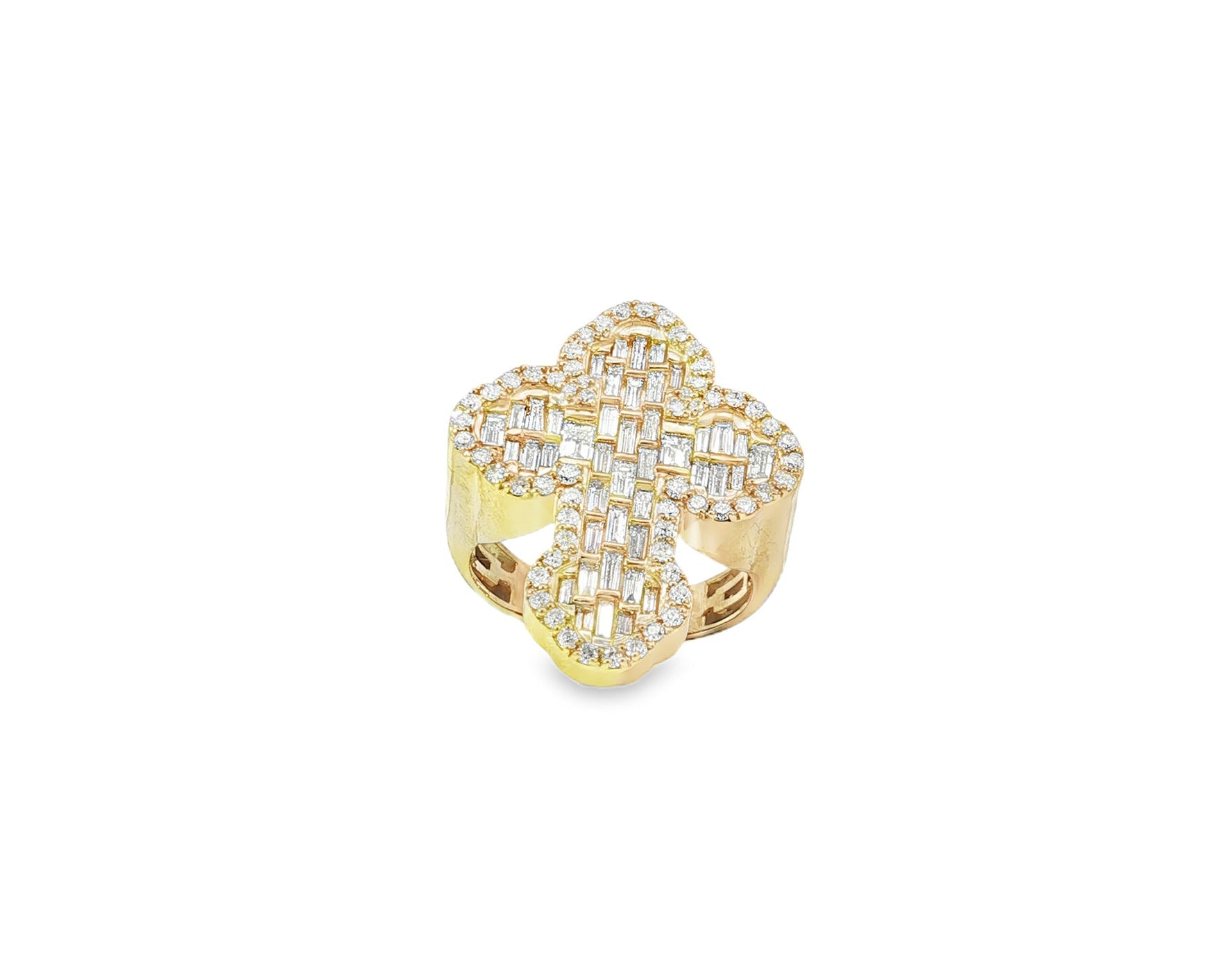 10k Gold Diamond Clover - Shape Ring with Baguette & Round Accents 2.28ct - AVI THE JEWELER