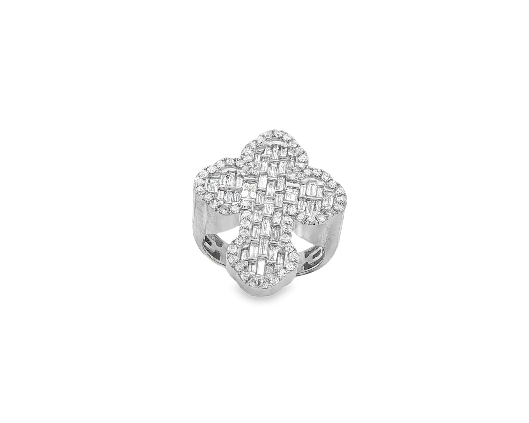 10k Gold Diamond Clover - Shape Ring with Baguette & Round Accents 2.28ct - AVI THE JEWELER