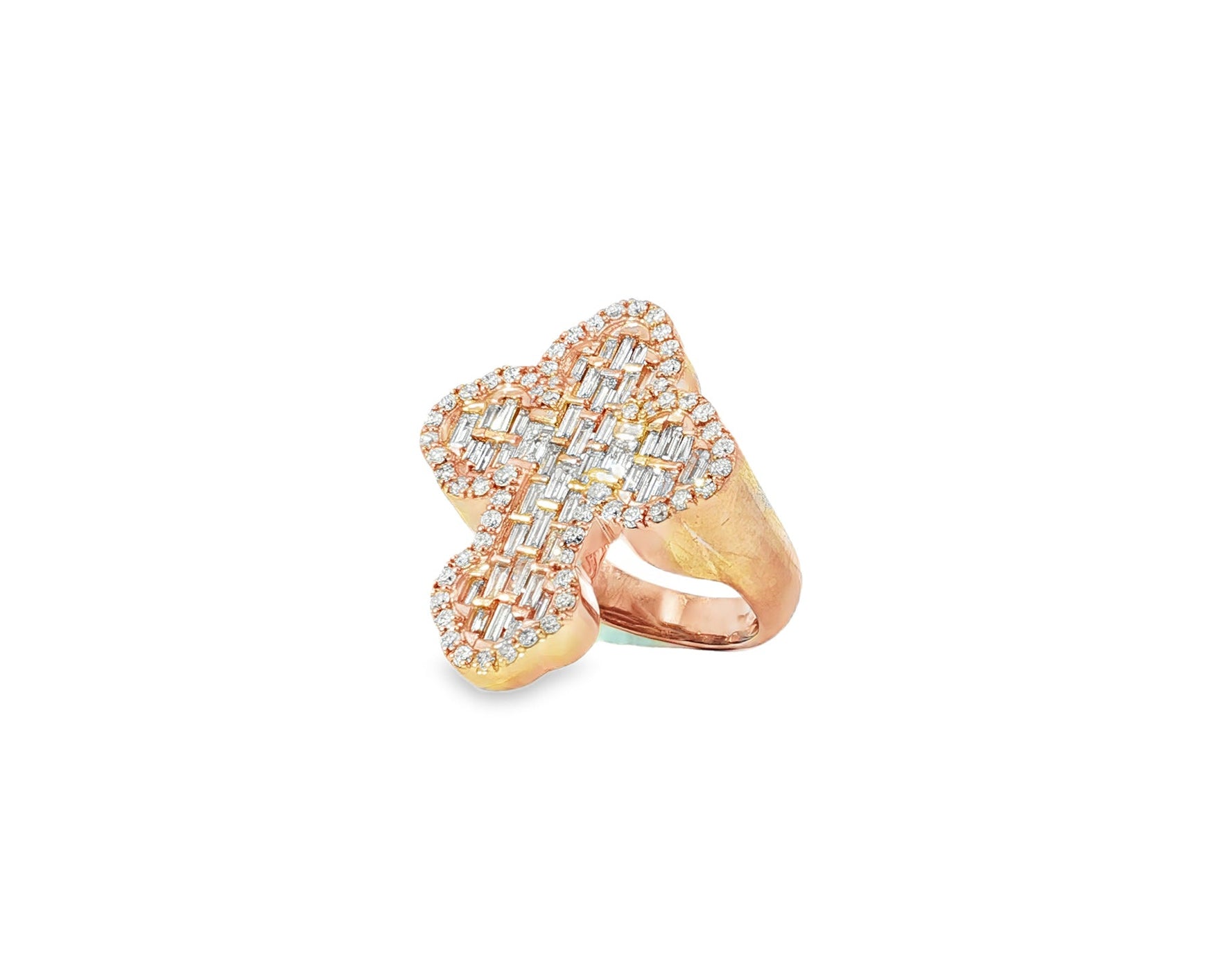 10k Gold Diamond Clover - Shape Ring with Baguette & Round Accents 2.28ct - AVI THE JEWELER