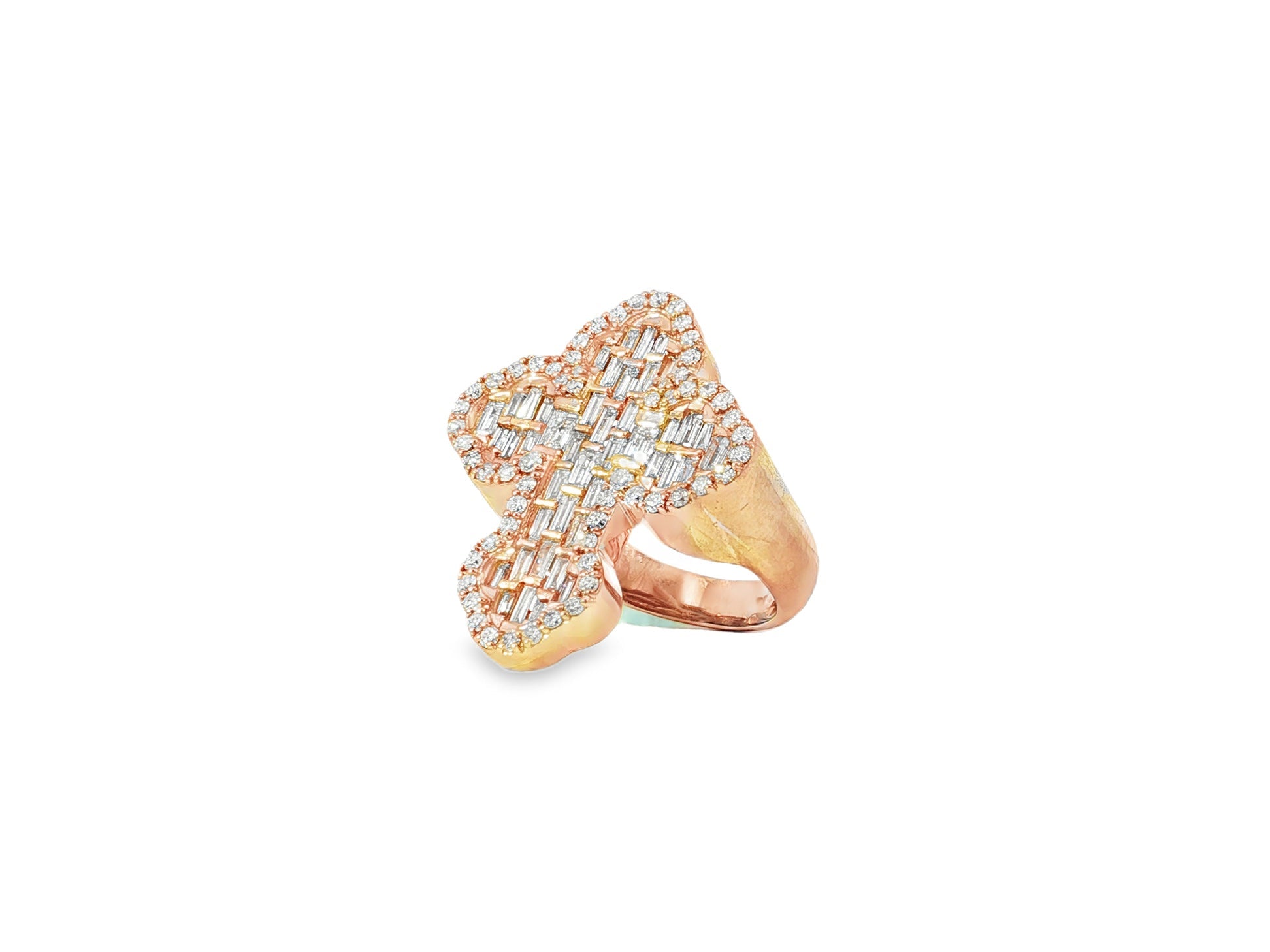 10k Gold Diamond Clover - Shape Ring with Baguette & Round Accents 2.28ct - AVI THE JEWELER
