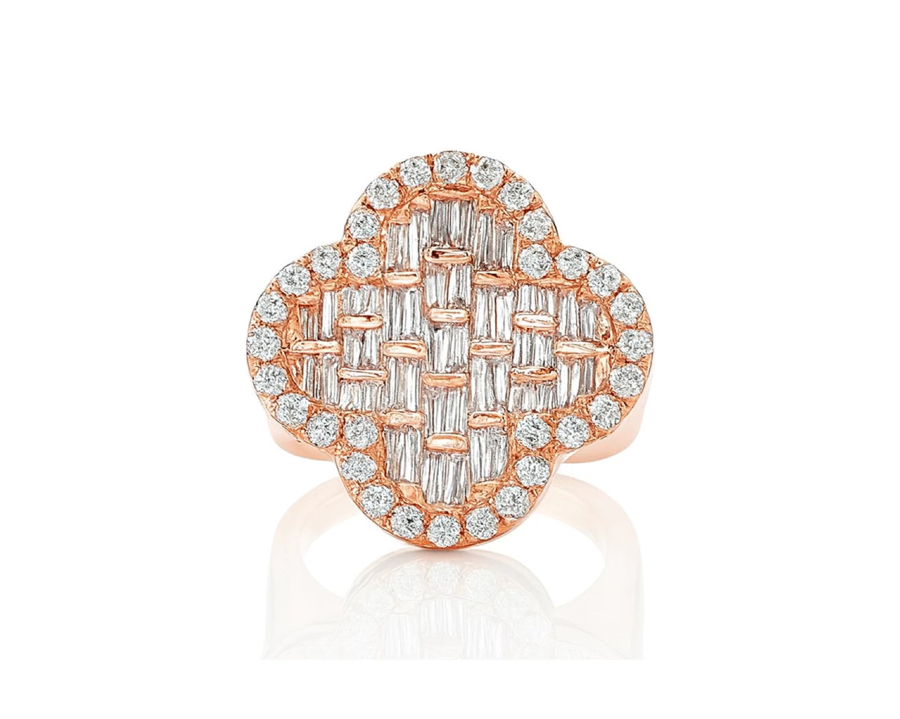 10K Gold Diamond Clover Statement Ring with Baguette Accents 2.00 CT – lifestyle 2787