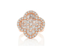 10K Gold Diamond Clover Statement Ring with Baguette Accents 2.00 CT