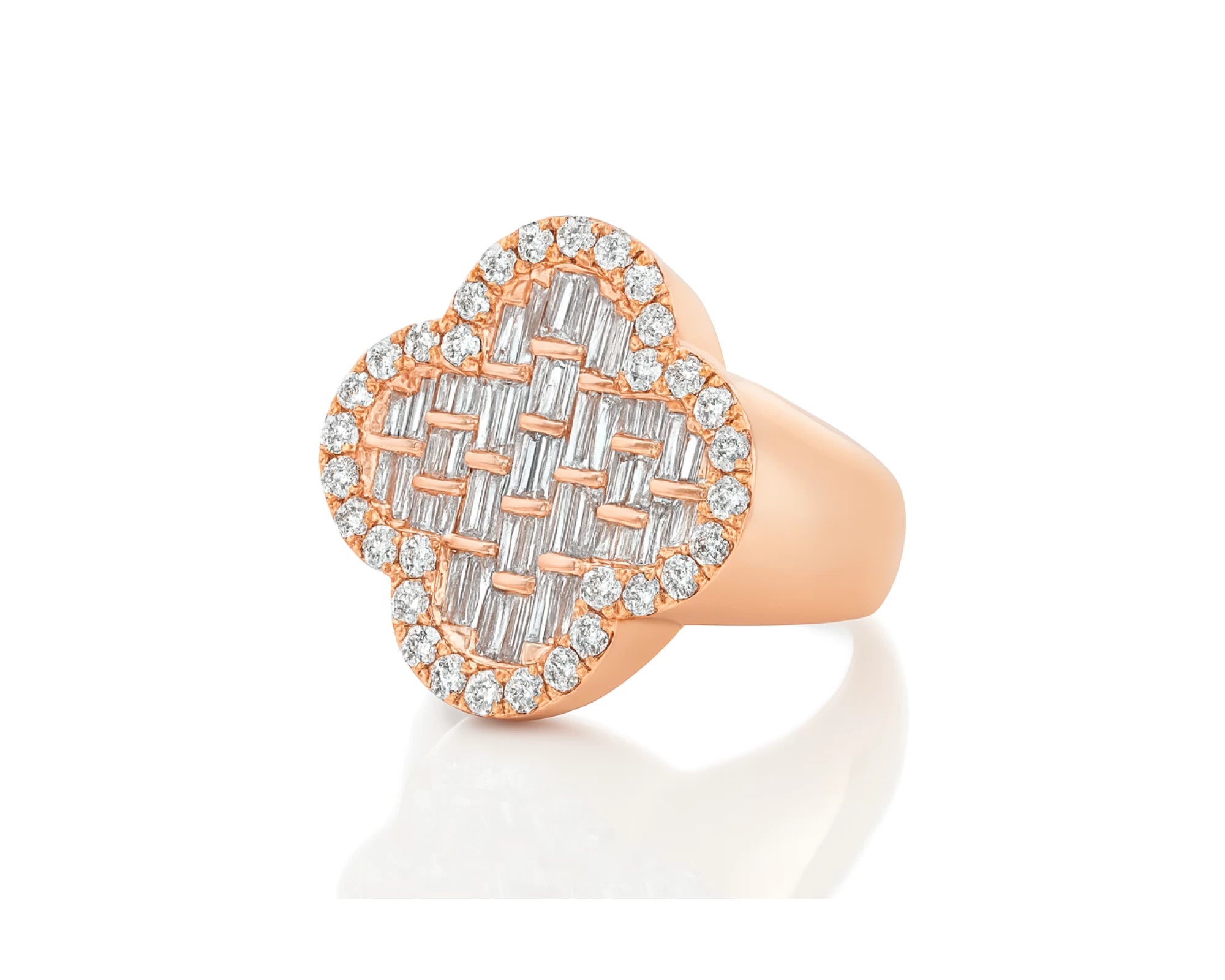 10K Gold Diamond Clover Statement Ring with Baguette Accents 2.00 CT – lifestyle 2788
