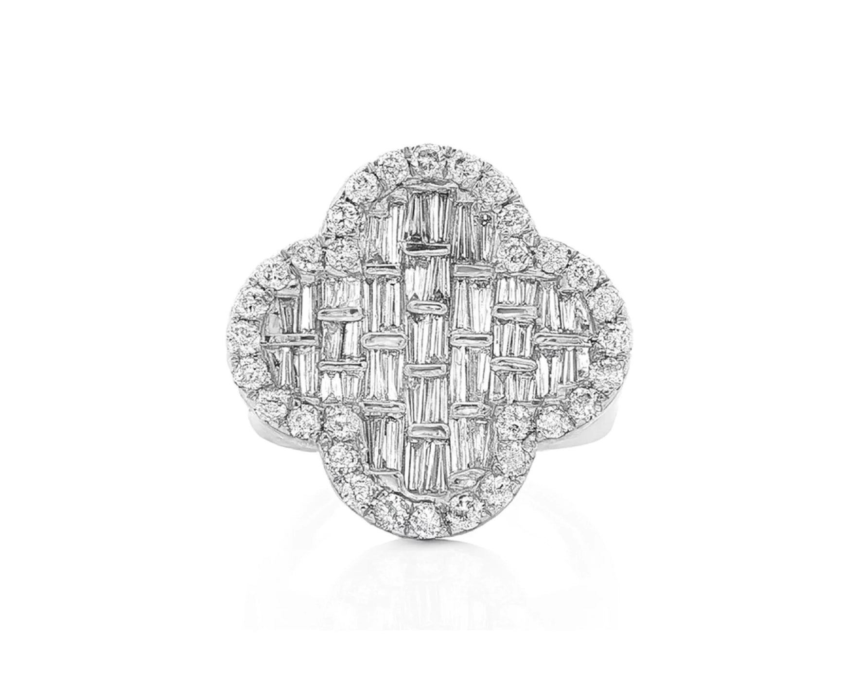 10K Gold Diamond Clover Statement Ring with Baguette Accents 2.00 CT – lifestyle 2807