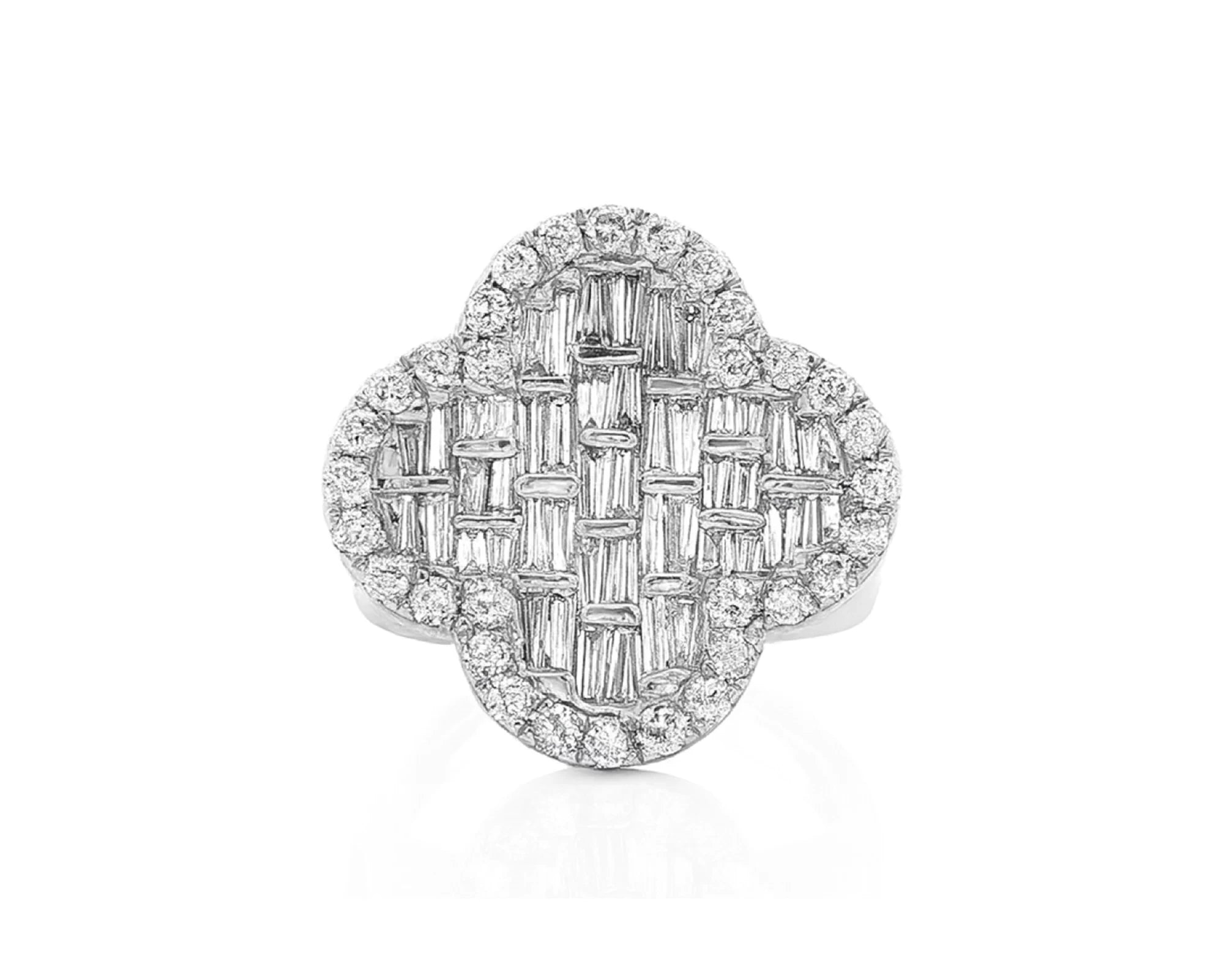 10K Gold Diamond Clover Statement Ring with Baguette Accents 2.00 CT – lifestyle 2807