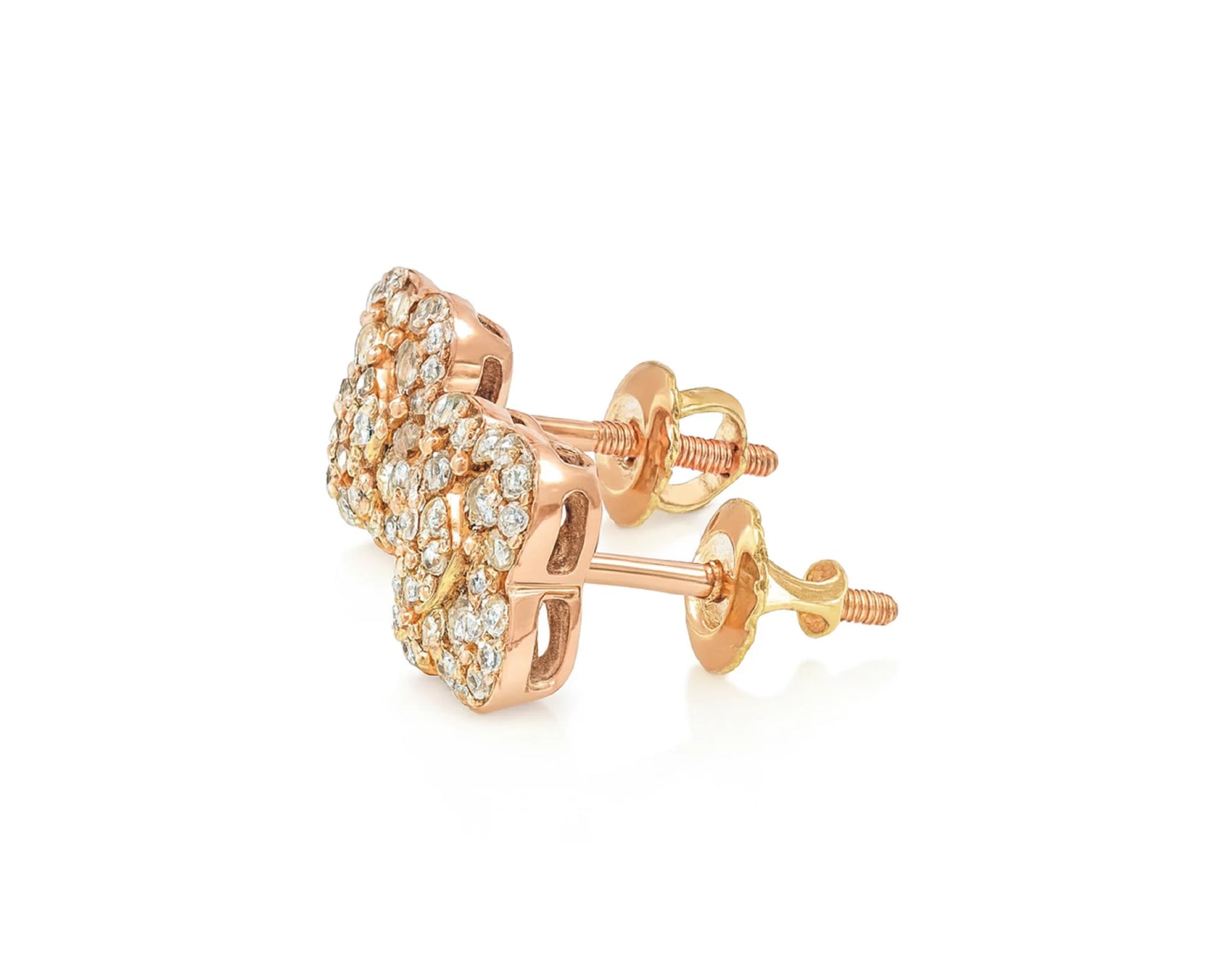 10K Gold Diamond Clover Stud Earrings with Baguette Accents 0.50 CT – lifestyle 3550