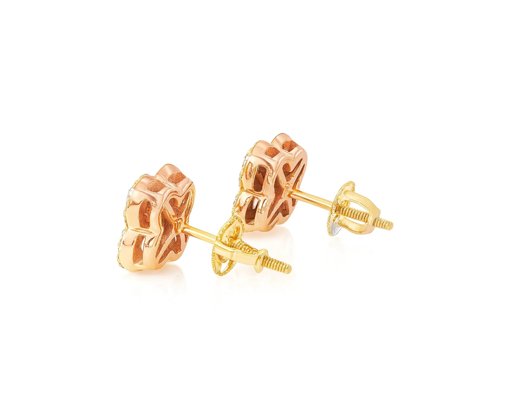 10K Gold Diamond Clover Stud Earrings with Baguette Accents 0.50 CT – lifestyle 3551