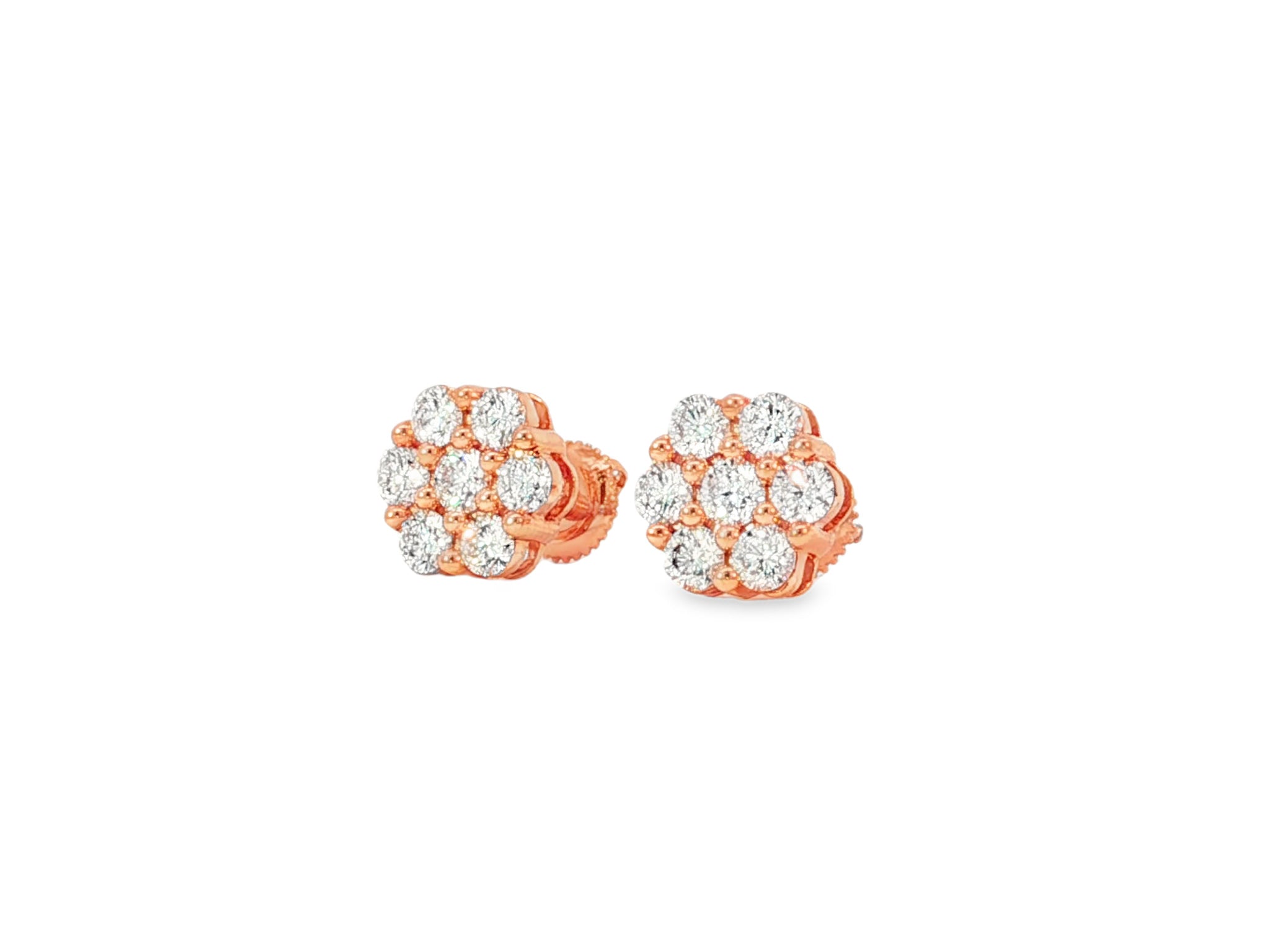 10k Gold Diamond Cluster Earrings with Round Brilliant Cut [0.25ct – 1.50ct] - AVI THE JEWELER