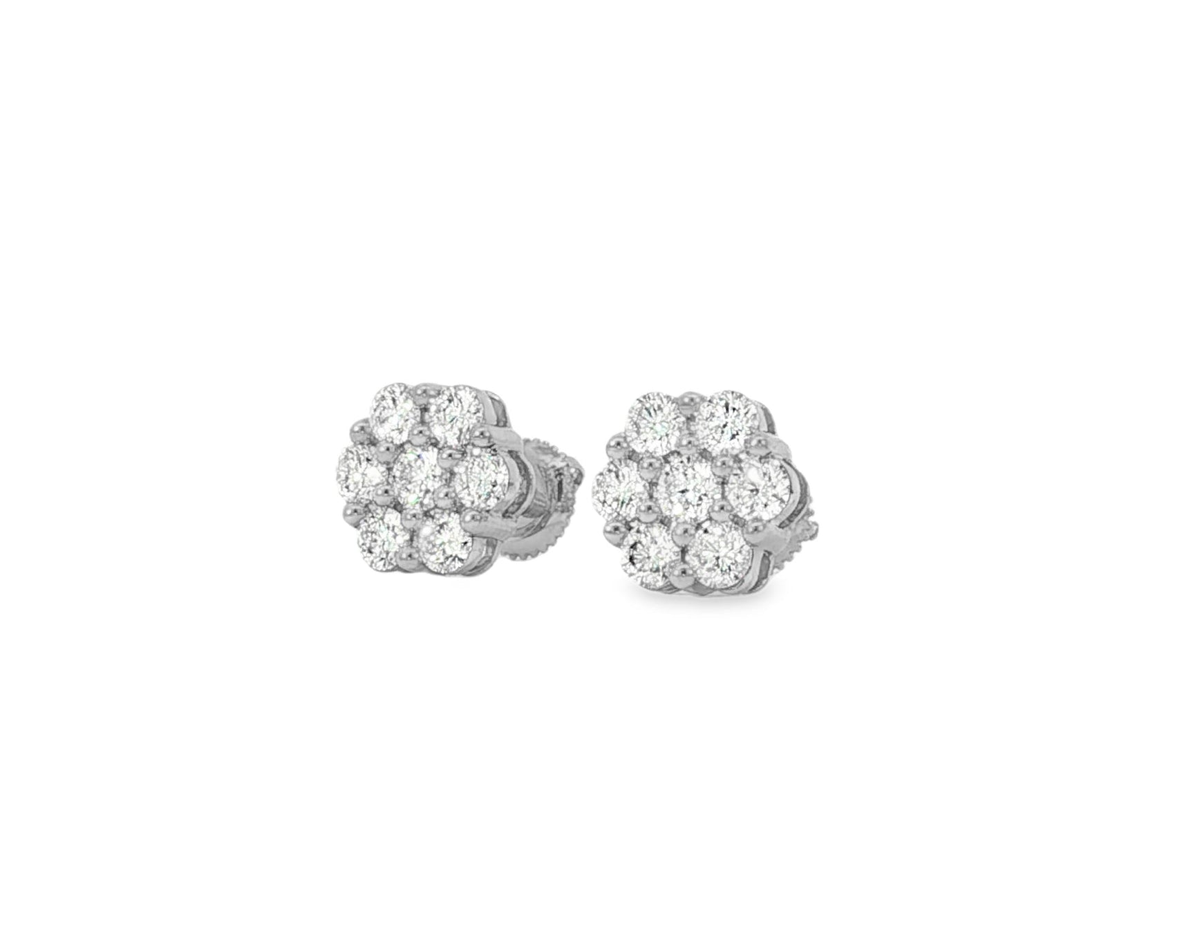 10k Gold Diamond Cluster Earrings with Round Brilliant Cut [0.25ct – 1.50ct] - AVI THE JEWELER
