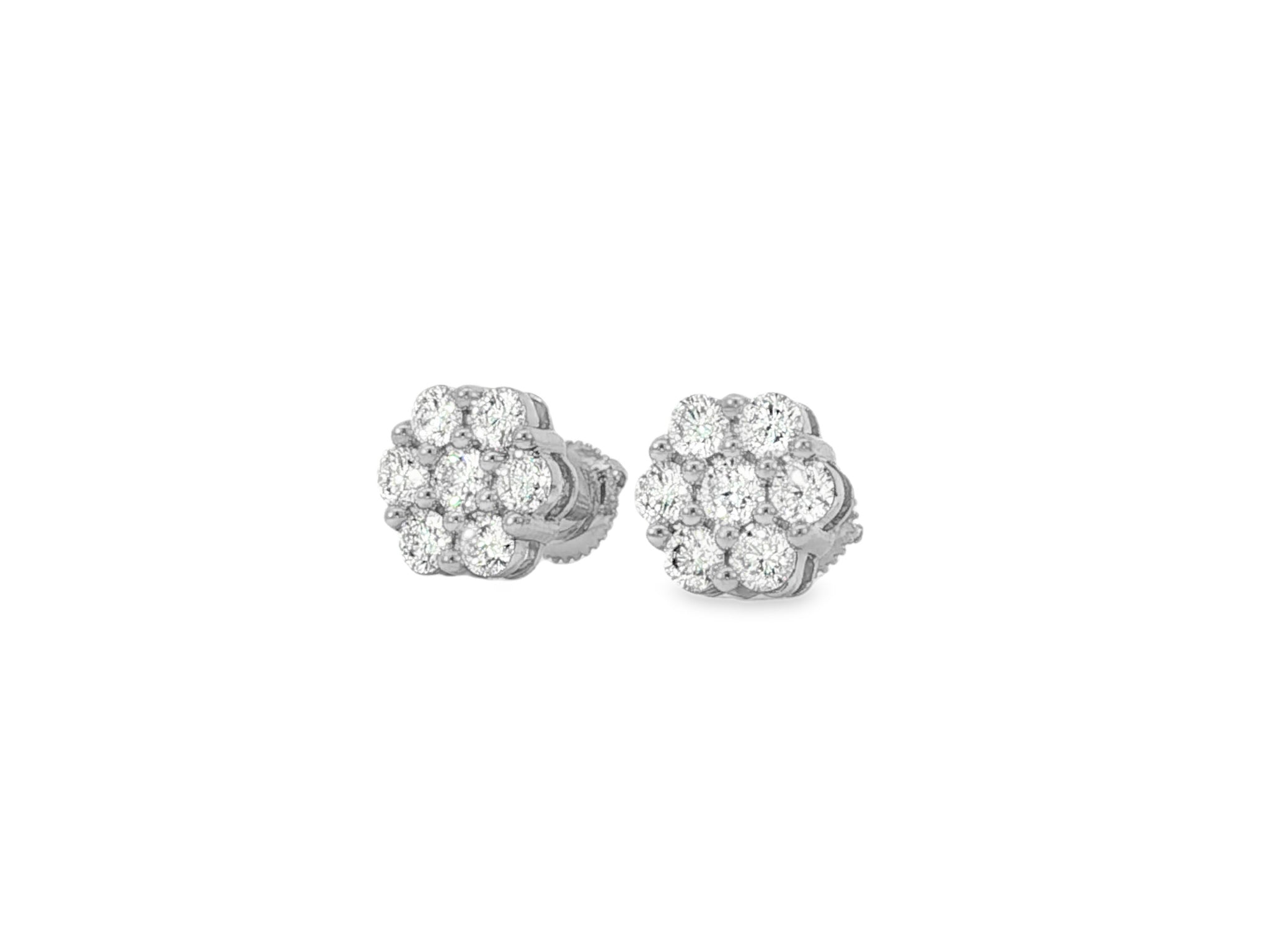 10k Gold Diamond Cluster Earrings with Round Brilliant Cut [0.25ct – 1.50ct] - AVI THE JEWELER