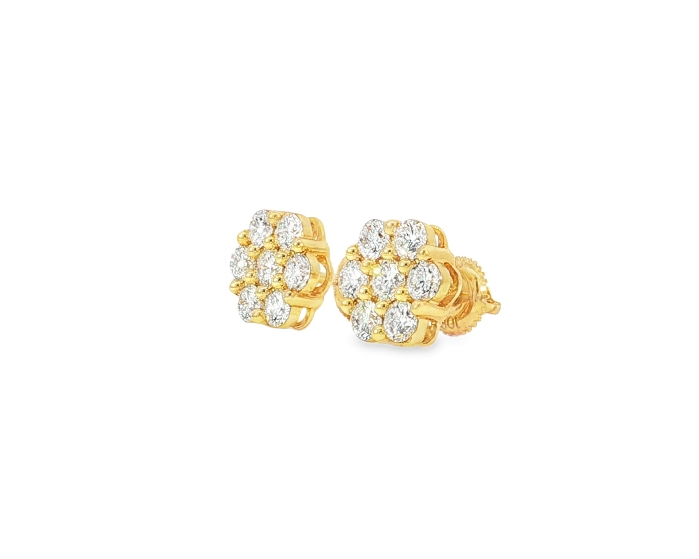 10k Gold Diamond Cluster Earrings with Round Brilliant Cut [0.25ct – 1.50ct] - AVI THE JEWELER
