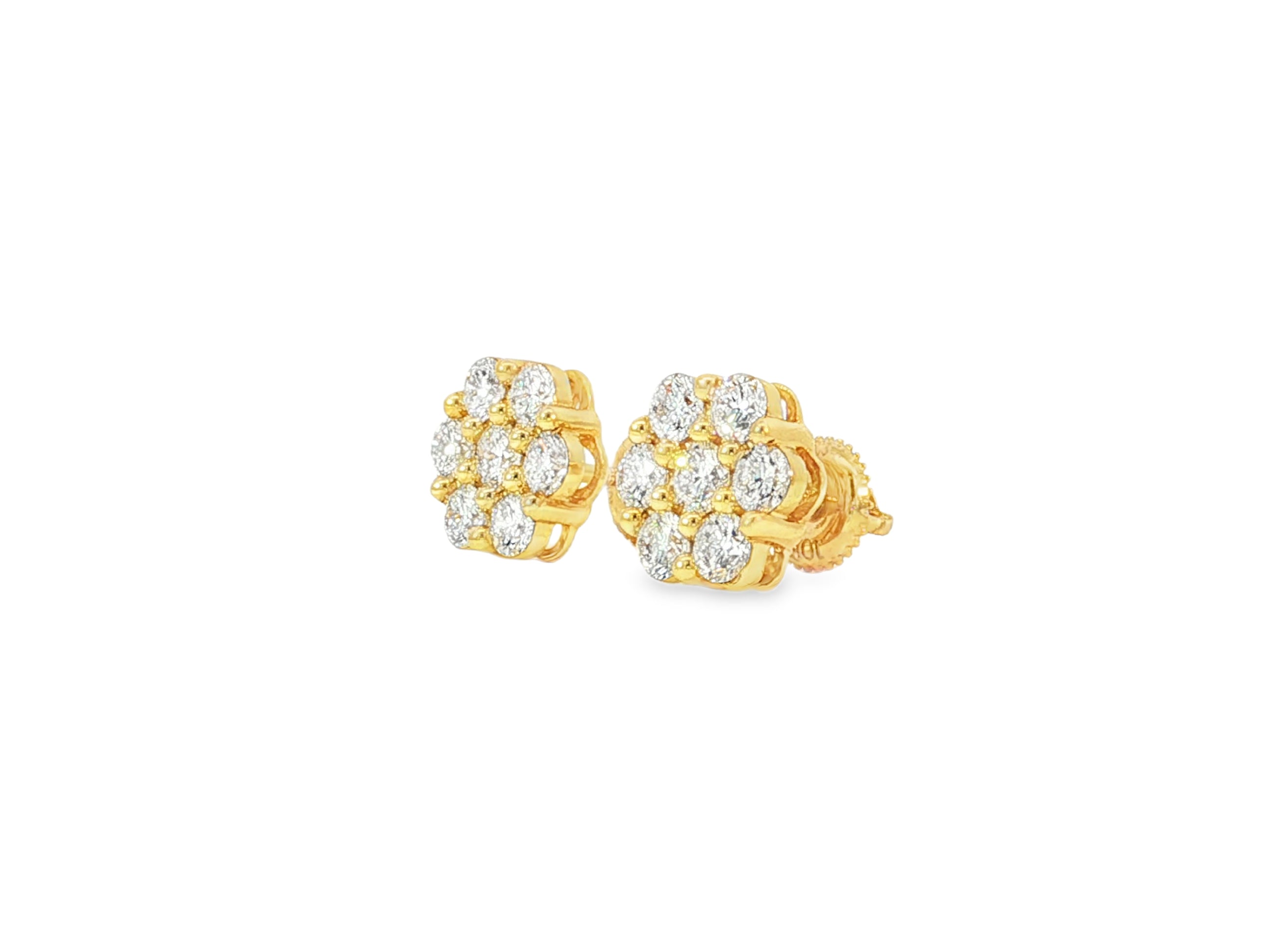10k Gold Diamond Cluster Earrings with Round Brilliant Cut [0.25ct – 1.50ct] - AVI THE JEWELER