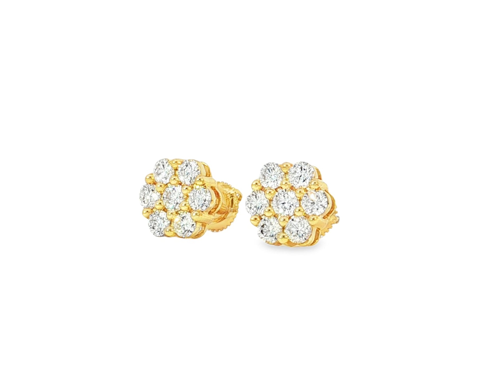 10k Gold Diamond Cluster Earrings with Round Brilliant Cut [0.25ct – 1.50ct] - AVI THE JEWELER
