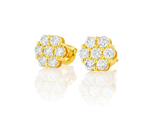 10k Gold Diamond Cluster Earrings with Round Brilliant Cut [0.25ct – 1.50ct]