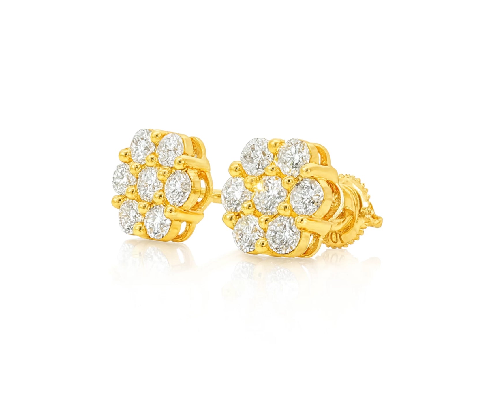 10k Gold Diamond Cluster Earrings with Round Brilliant Cut [0.25ct – 1.50ct] – lifestyle 3252