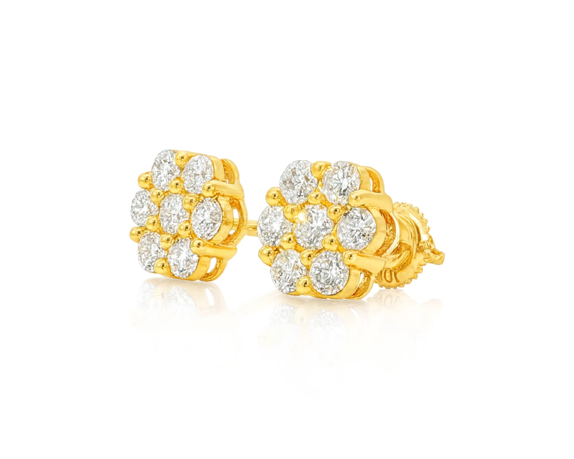 10k Gold Diamond Cluster Earrings with Round Brilliant Cut [0.25ct – 1.50ct] – lifestyle 3252