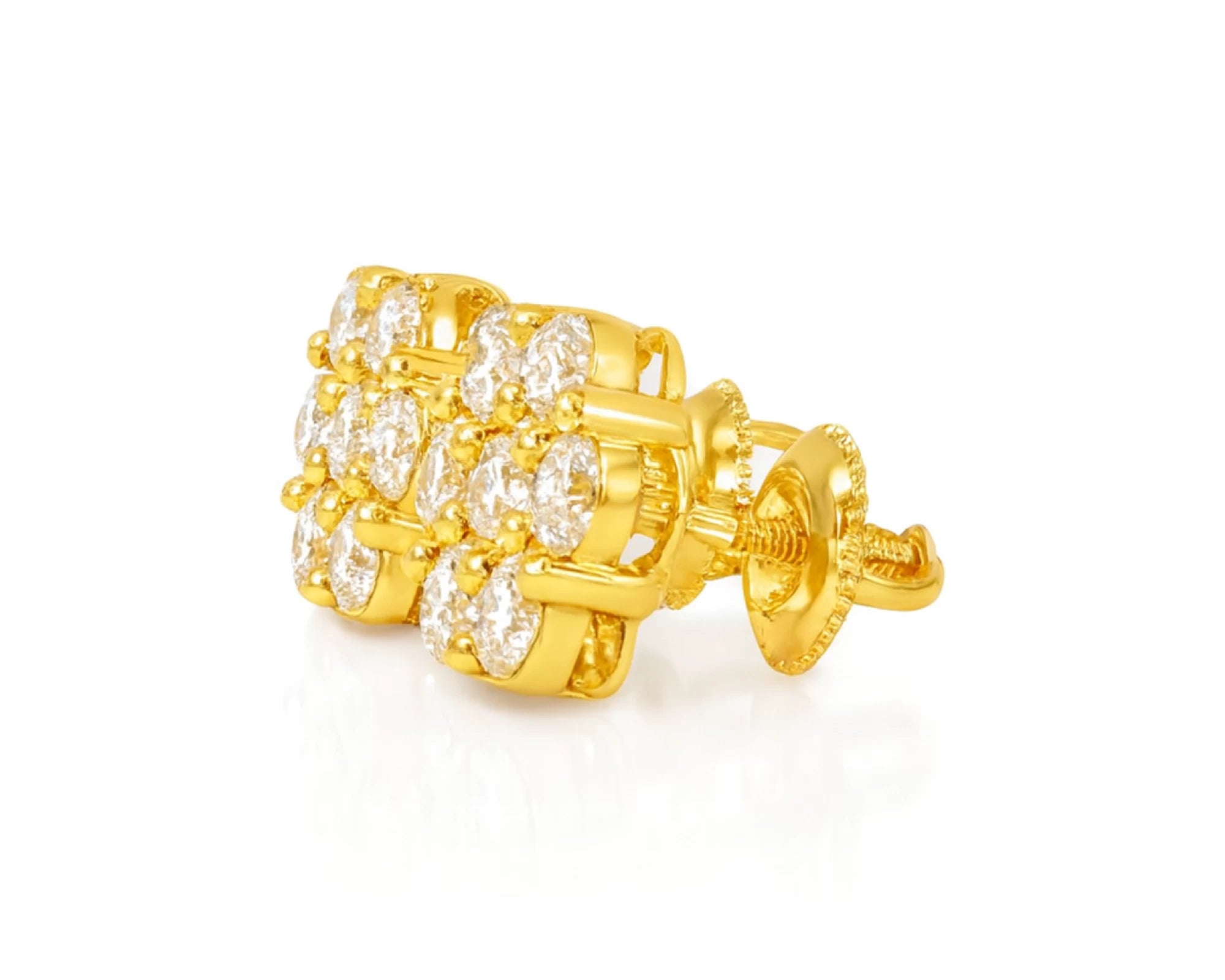 10k Gold Diamond Cluster Earrings with Round Brilliant Cut [0.25ct – 1.50ct] – lifestyle 3253