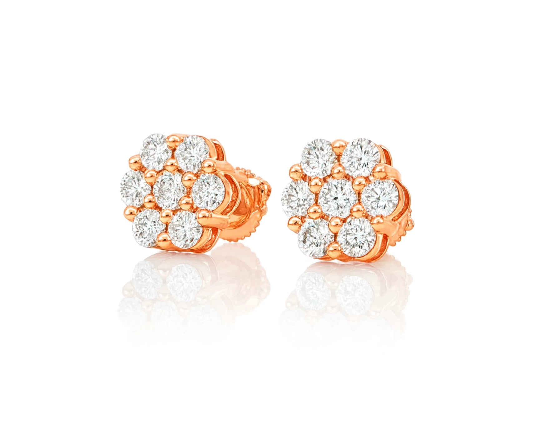10k Gold Diamond Cluster Earrings with Round Brilliant Cut [0.25ct – 1.50ct] – lifestyle 3254