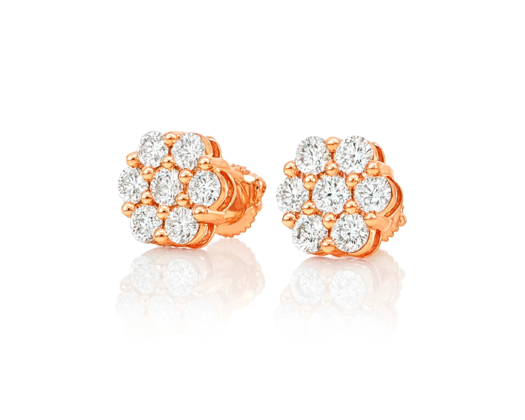 10k Gold Diamond Cluster Earrings with Round Brilliant Cut [0.25ct – 1.50ct] – lifestyle 3254