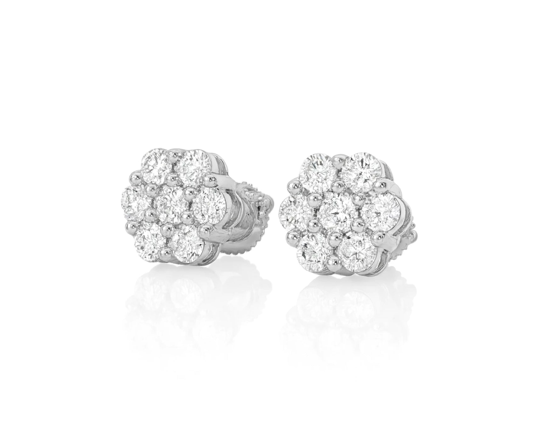 10k Gold Diamond Cluster Earrings with Round Brilliant Cut [0.25ct – 1.50ct] – lifestyle 3255