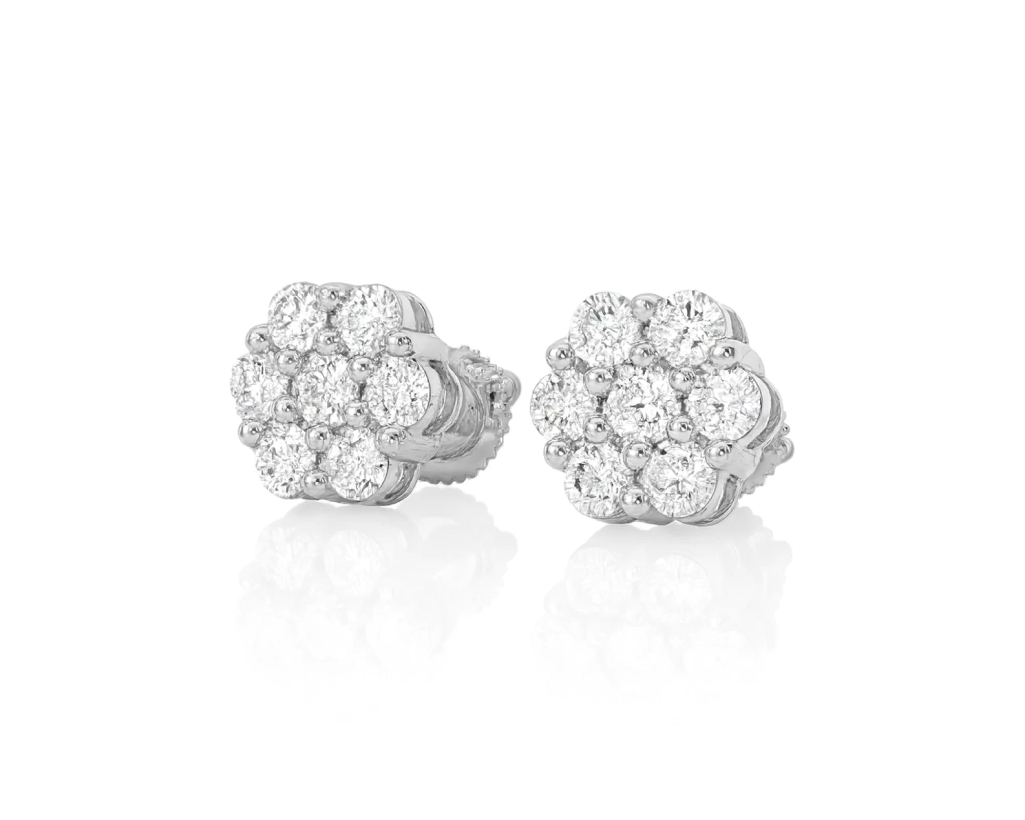 10k Gold Diamond Cluster Earrings with Round Brilliant Cut [0.25ct – 1.50ct] – lifestyle 3255