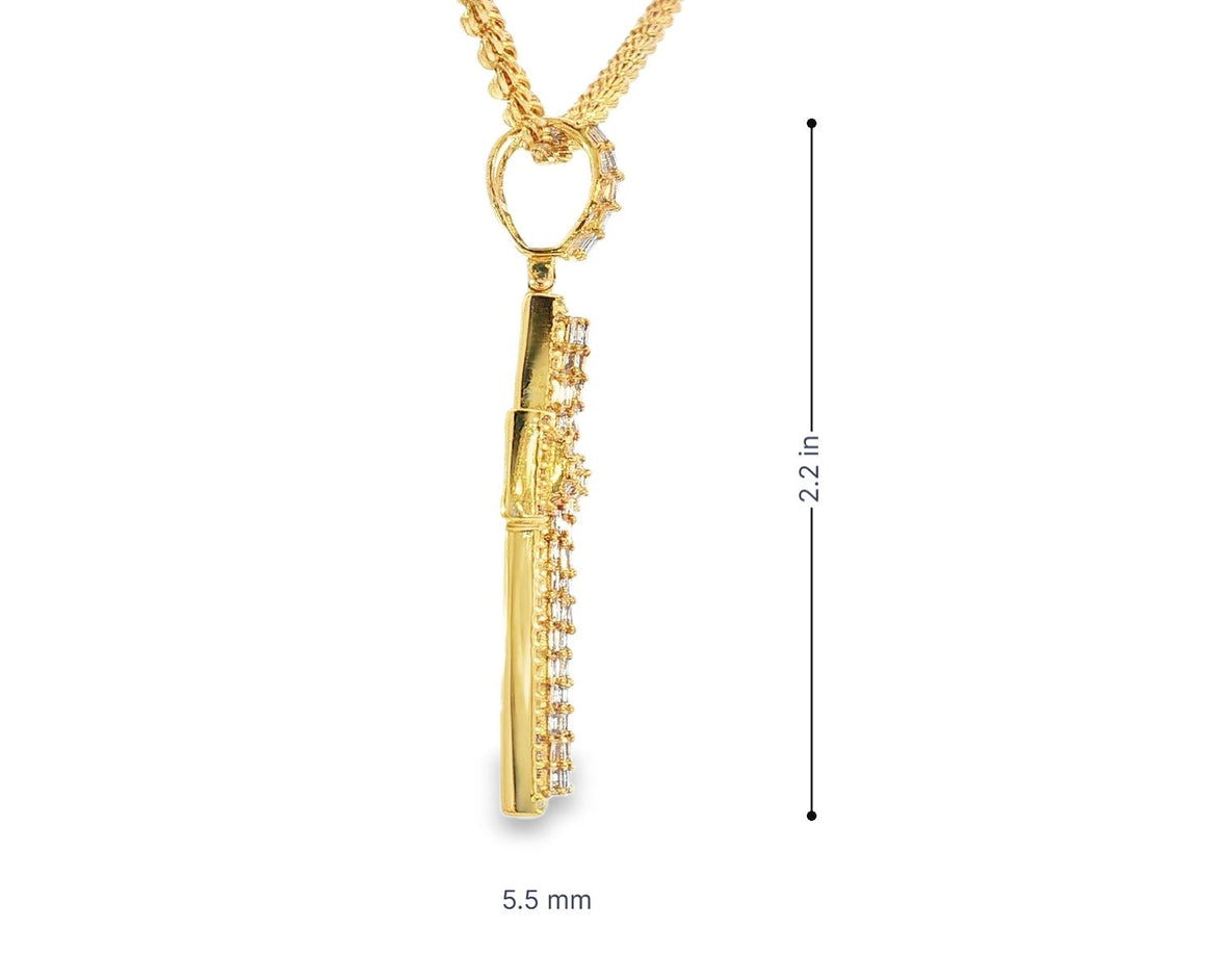 10k Gold Diamond Cross Pendant with Round & Baguette - Cut Accents 2.0ct - AVI THE JEWELER