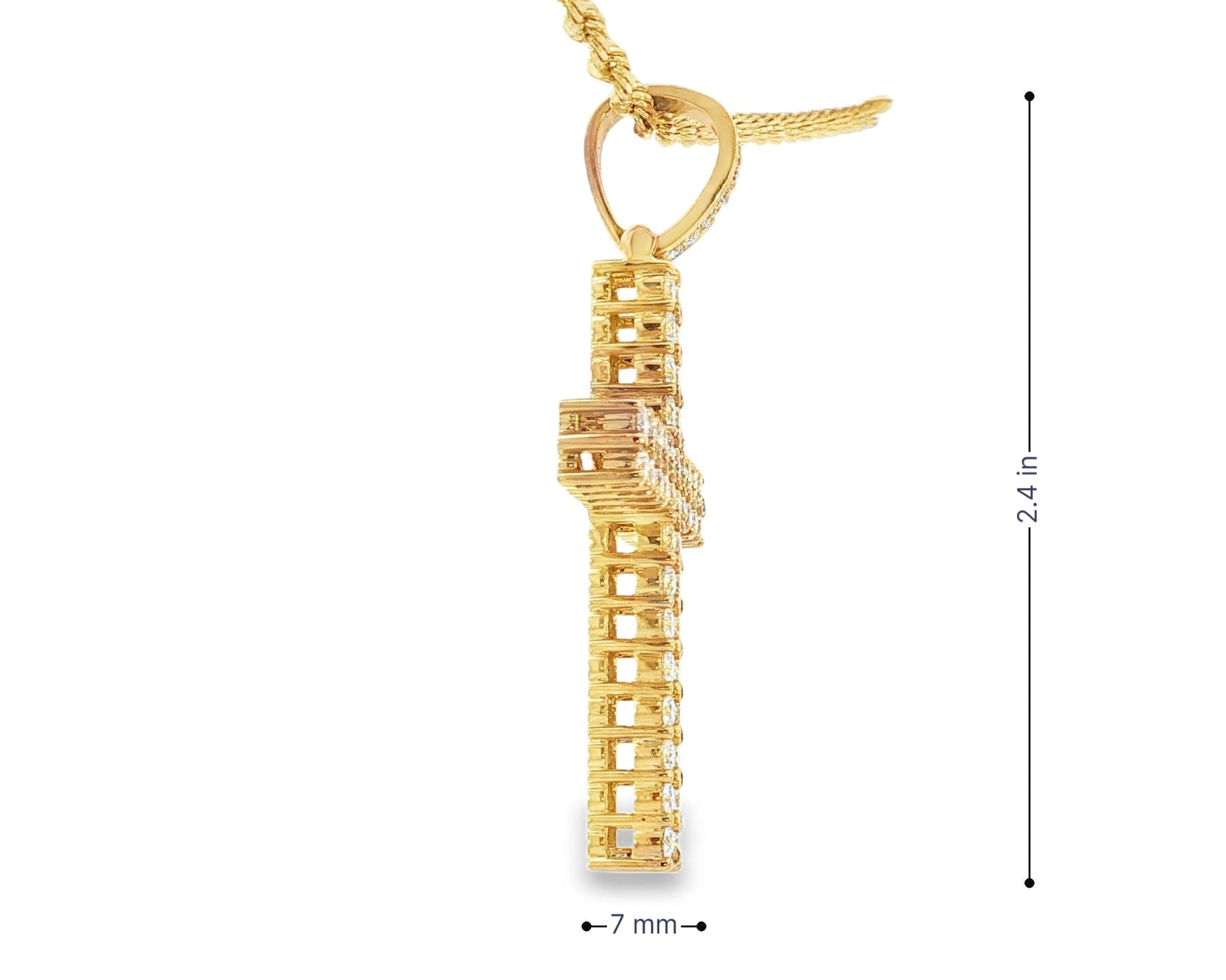 10k Gold Diamond Cross Pendant with Round - Cut Design 3.85ct - AVI THE JEWELER
