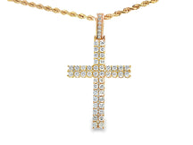 10k Gold Diamond Cross Pendant with Round-Cut Design 3.85ct
