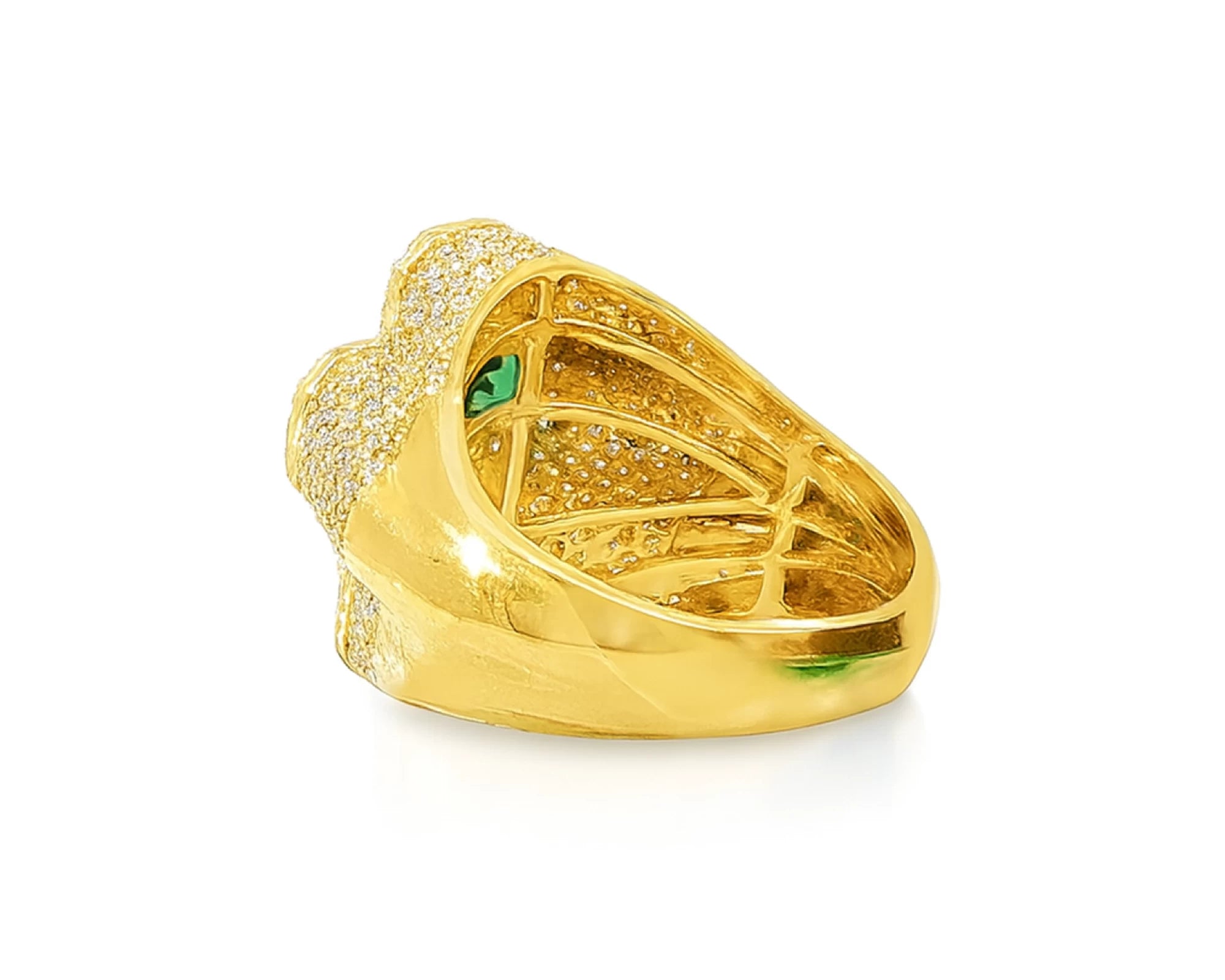 10k Gold Diamond Cross Ring with Emerald-Cut Green Stones 2.29 CT – lifestyle 2733