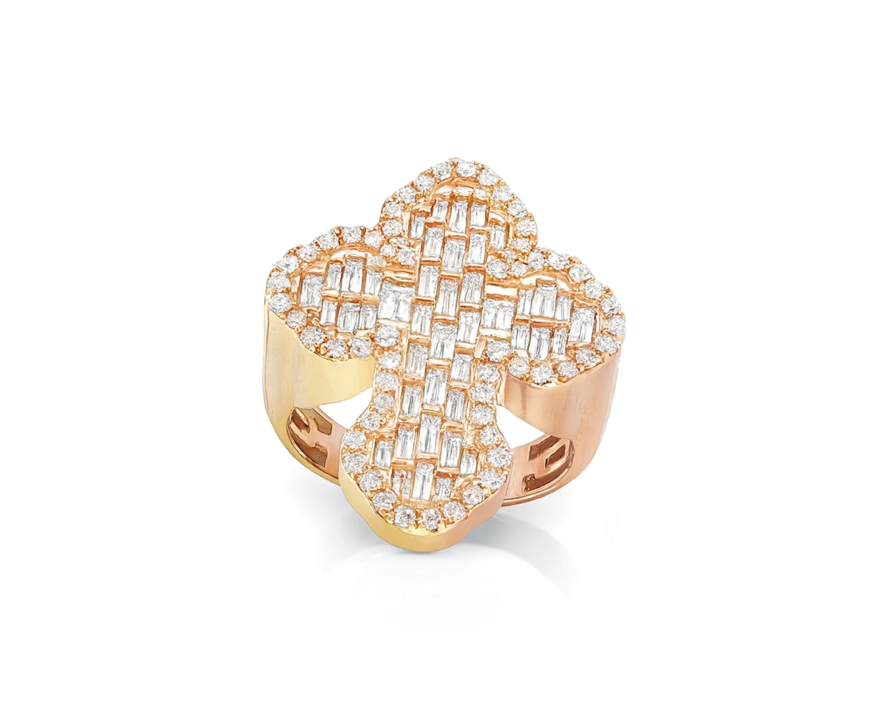 10k Gold Diamond Cross-Shape Ring with Baguette & Round Accents 2.28ct – lifestyle 1407