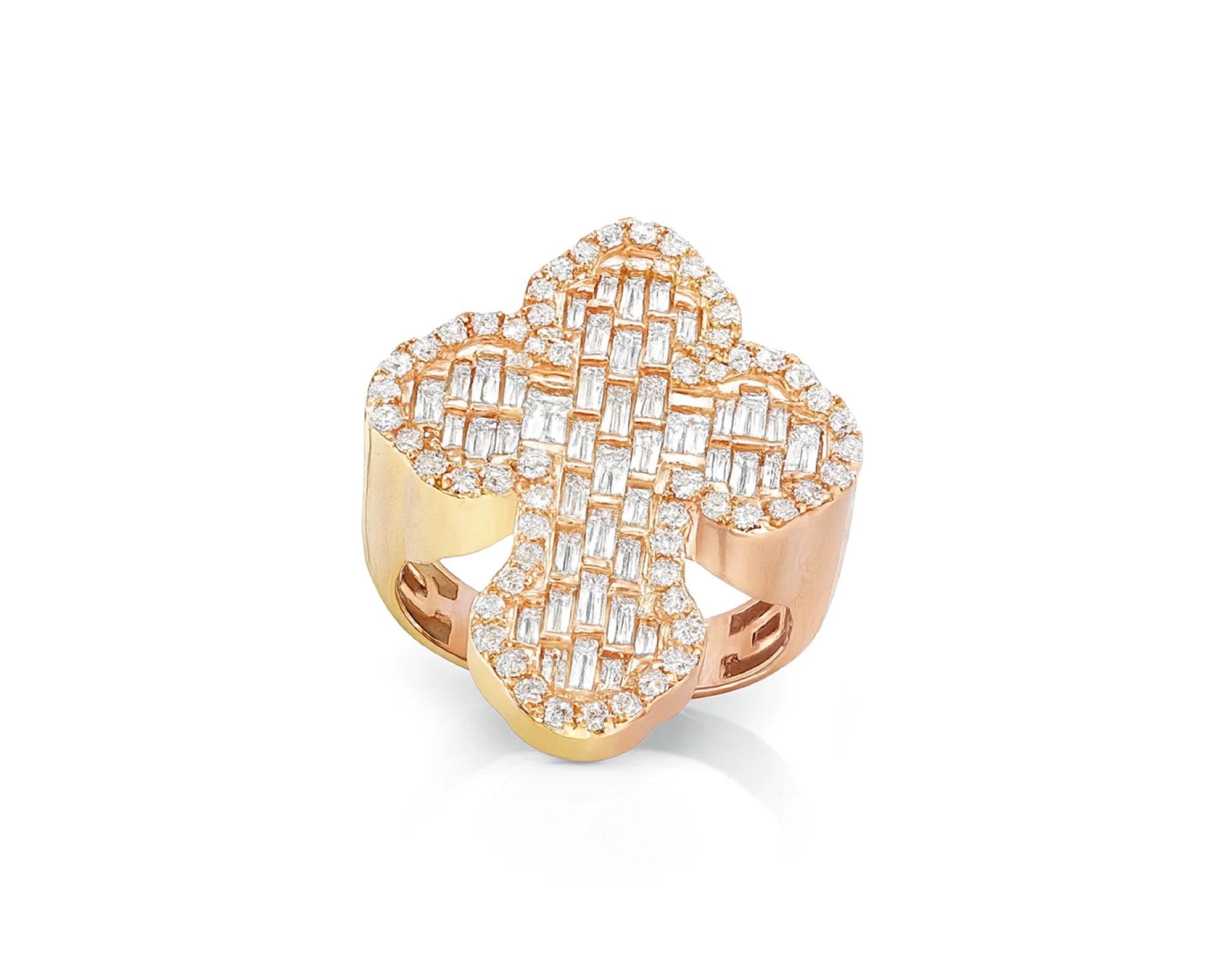 10k Gold Diamond Cross-Shape Ring with Baguette & Round Accents 2.28ct – lifestyle 1407
