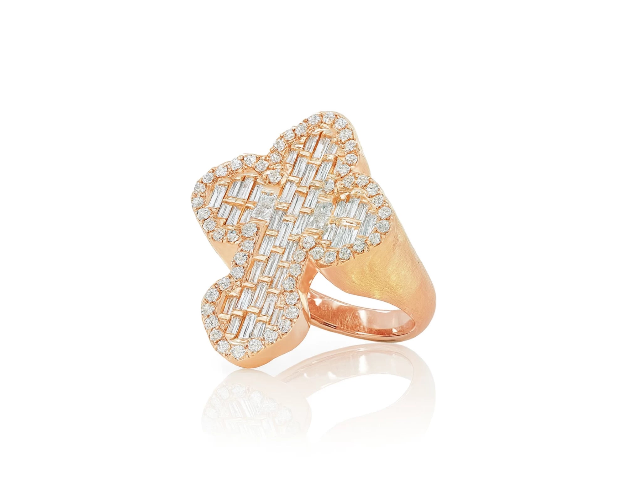 10k Gold Diamond Cross-Shape Ring with Baguette & Round Accents 2.28ct – lifestyle 1408