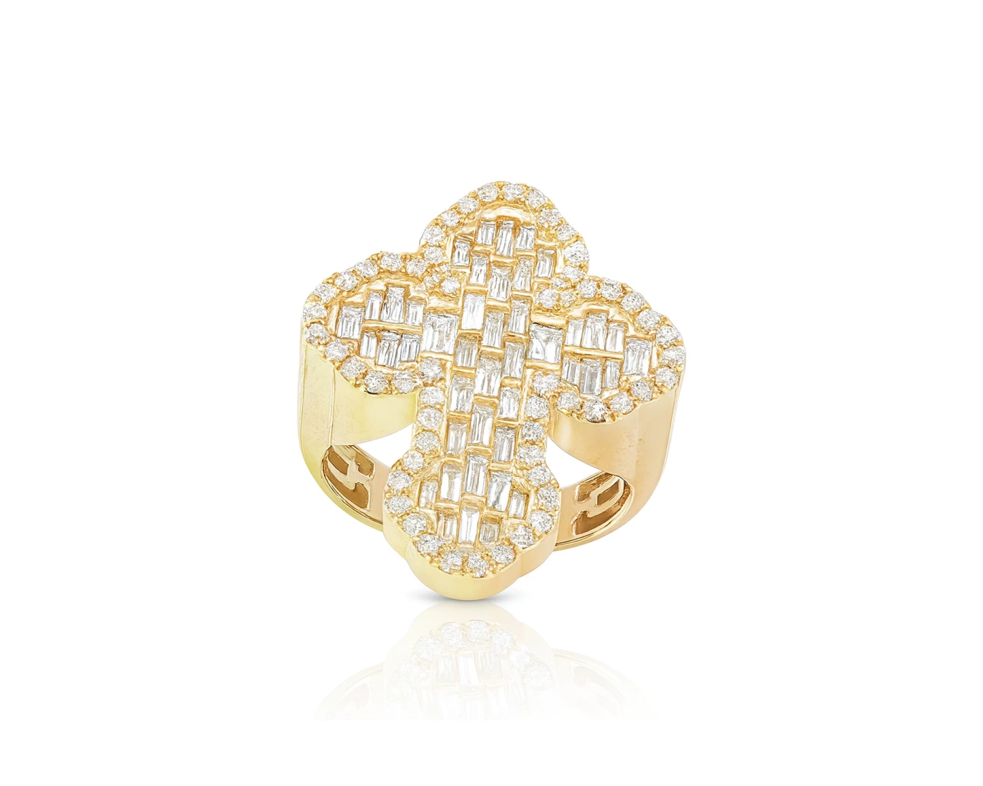 10k Gold Diamond Cross-Shape Ring with Baguette & Round Accents 2.28ct – lifestyle 1410