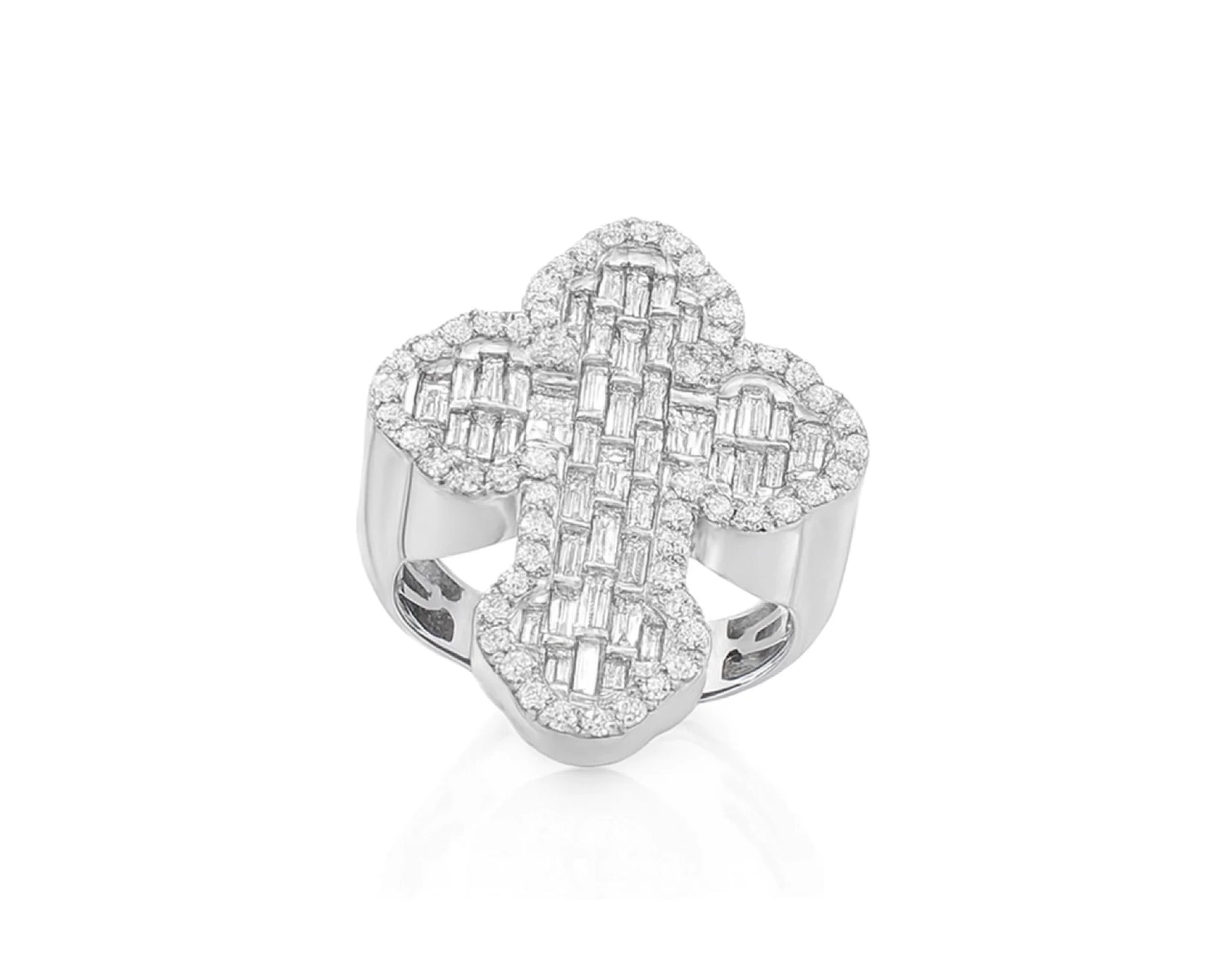 10k Gold Diamond Cross-Shape Ring with Baguette & Round Accents 2.28ct – lifestyle 1411
