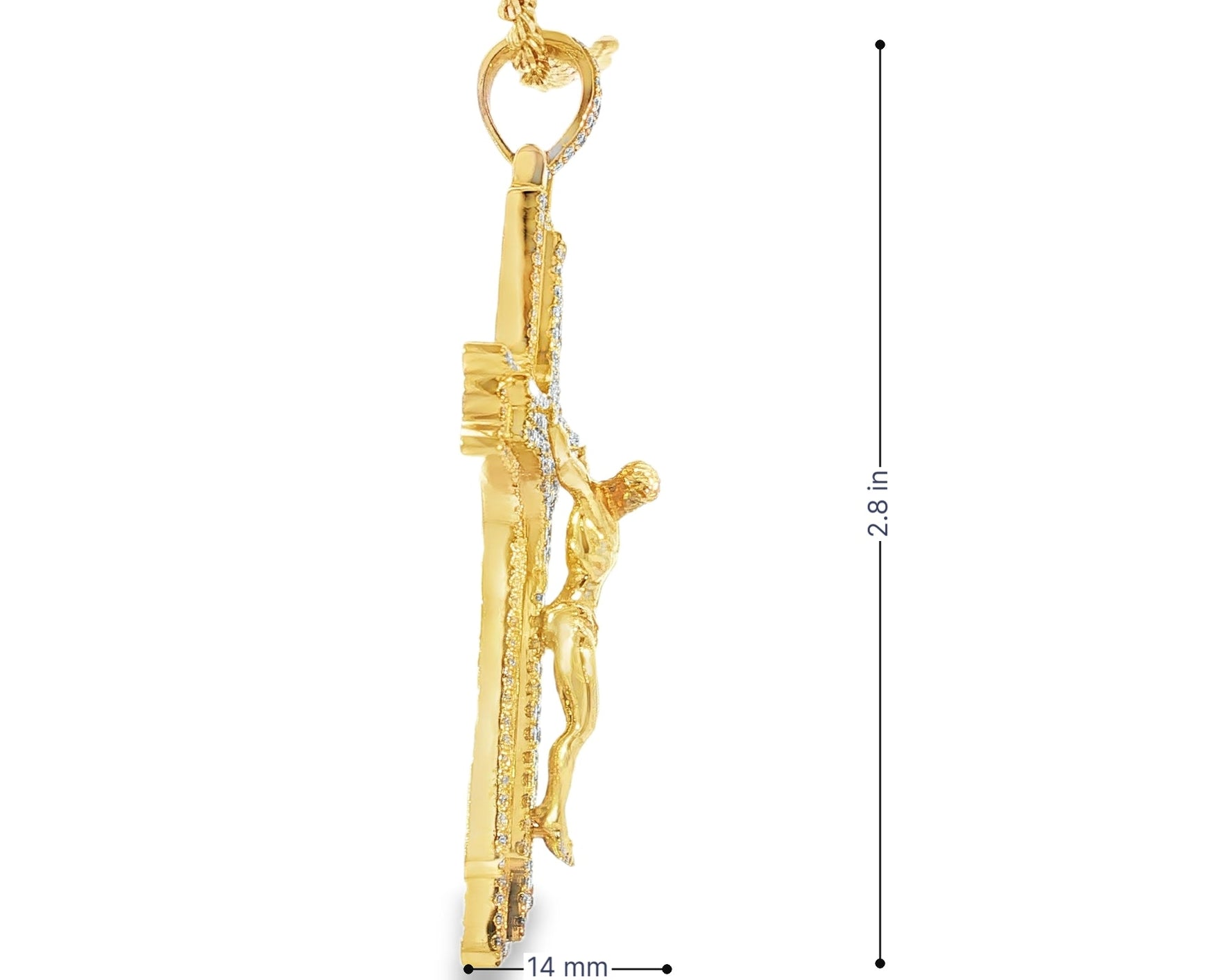 10k Gold Diamond Crucifix Pendant with Round - Cut Accents 3.55ct - AVI THE JEWELER
