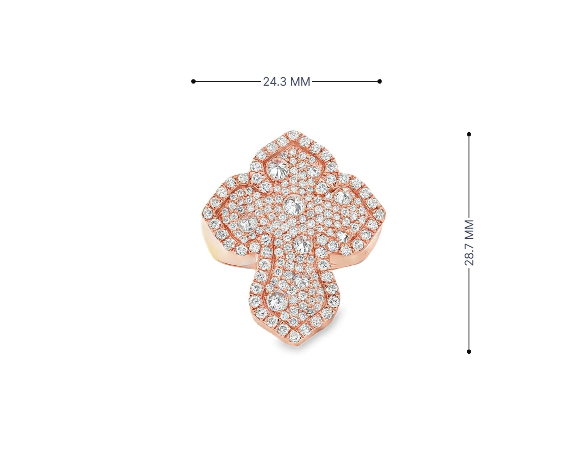 10k Gold Diamond Crucifix Ring with Pavé Round Accents 2.25ct – view 10