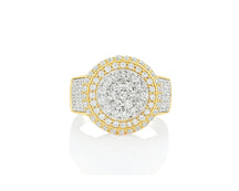 10k Gold Diamond Cushion Halo Cluster Ring with Pave Sides 1.70ct
