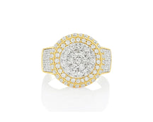 10k Gold Diamond Cushion Halo Cluster Ring with Pave Sides 1.70ct