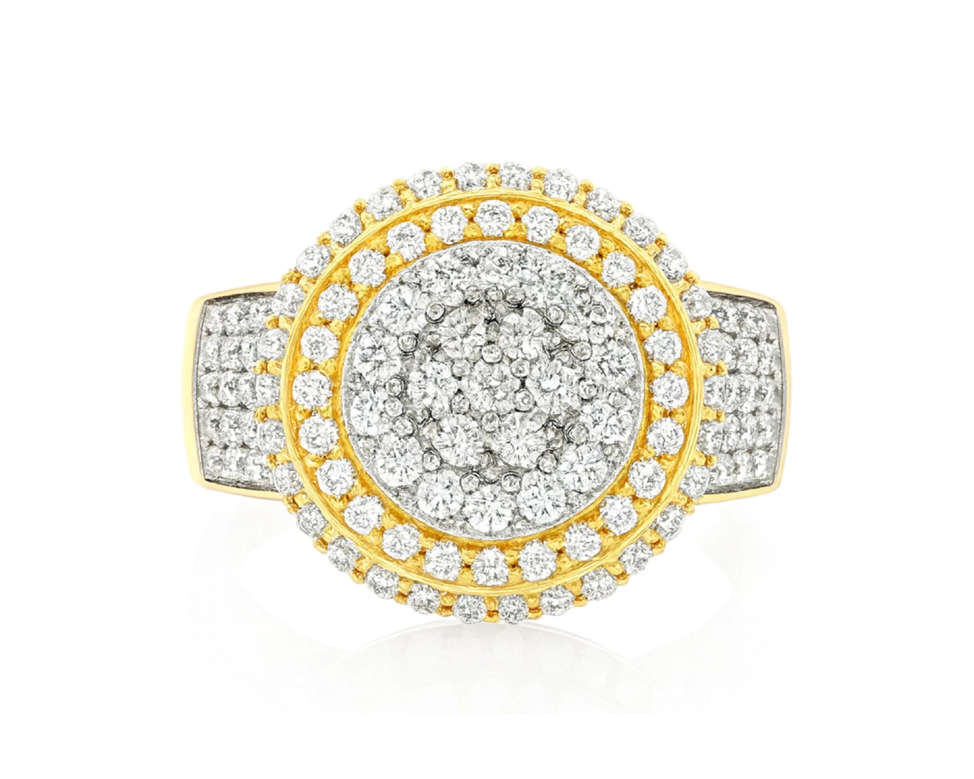 10k Gold Diamond Cushion Halo Cluster Ring with Pave Sides 1.70ct – lifestyle 1131