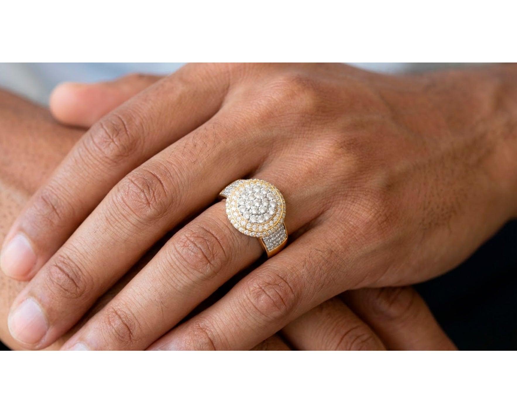 10k Gold Diamond Cushion Halo Cluster Ring with Pave Sides 1.70ct – view 2