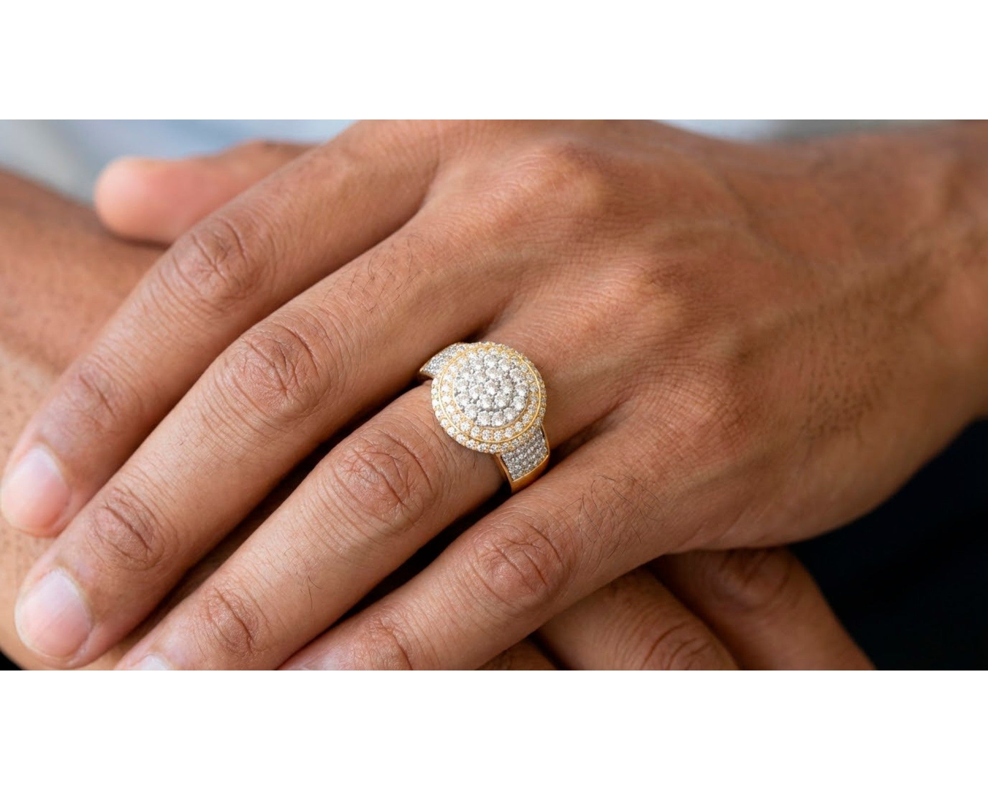 10k Gold Diamond Cushion Halo Cluster Ring with Pave Sides 1.70ct – view 2