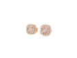 10k Gold Diamond Cushion-Shape Stud Earrings with Round & Baguette Accents 0.60ct