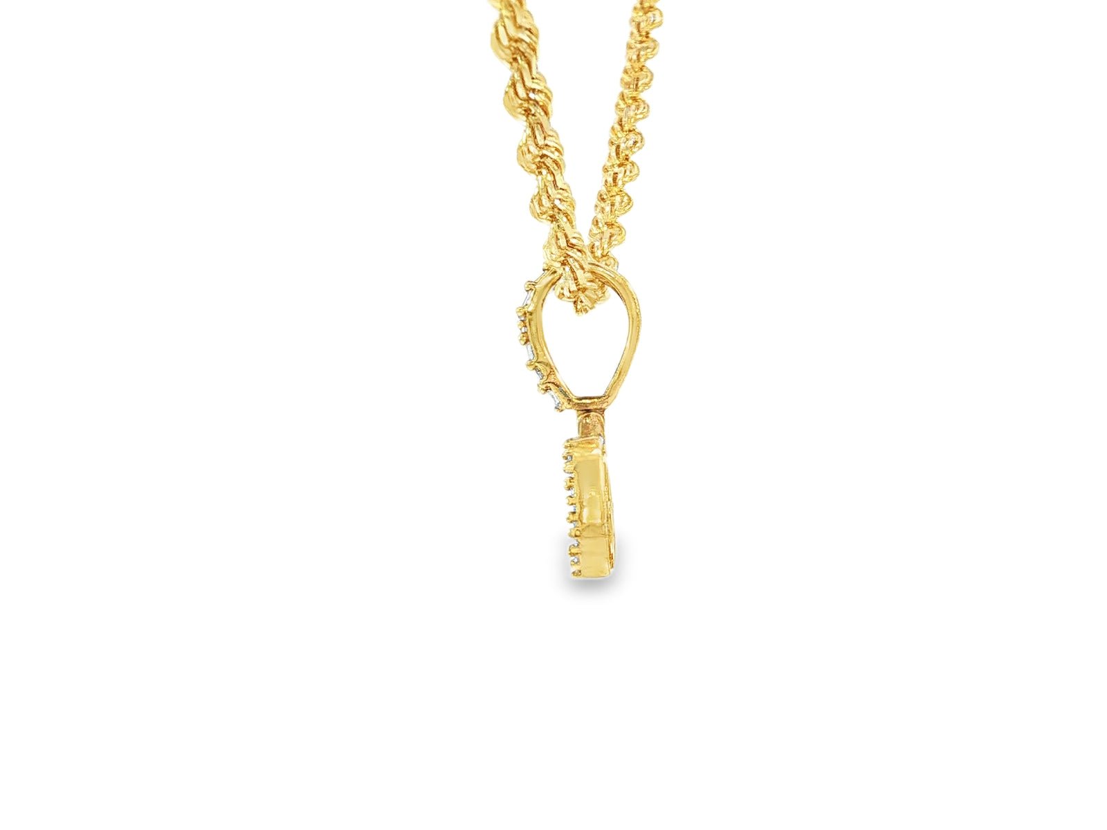 10k Gold Diamond Dollar Sign Pendant with Round & Baguette Accents 2.5ct - AVI THE JEWELER