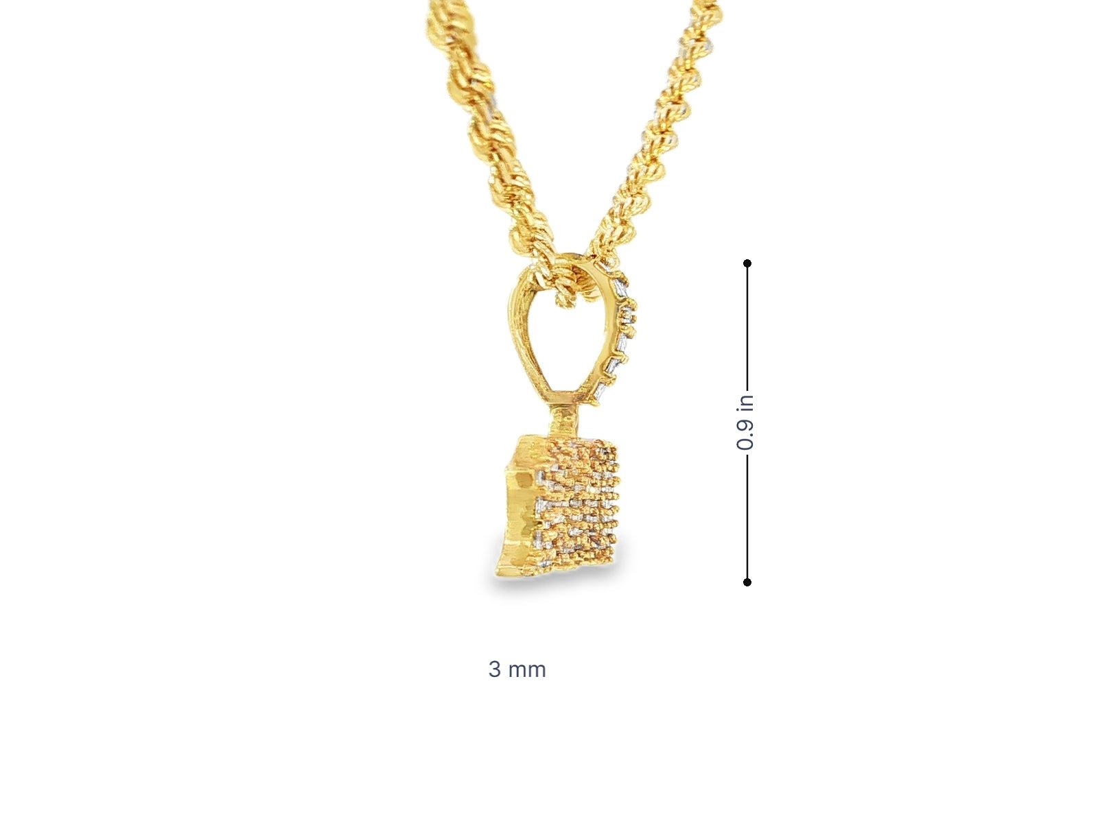 10k Gold Diamond Dollar Sign Pendant with Round & Baguette Accents 2.5ct - AVI THE JEWELER