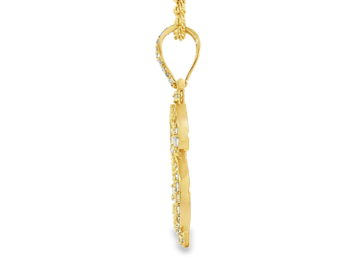 10k Gold Diamond Dollar Sign Pendant with Round & Baguette Accents 2.5ct - AVI THE JEWELER