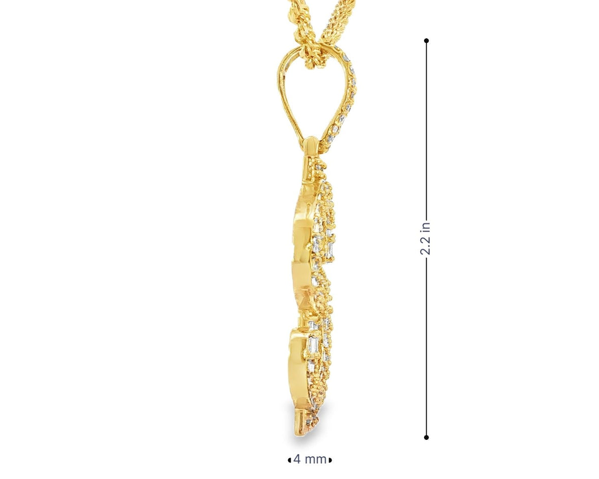 10k Gold Diamond Dollar Sign Pendant with Round & Baguette Accents 2.5ct - AVI THE JEWELER