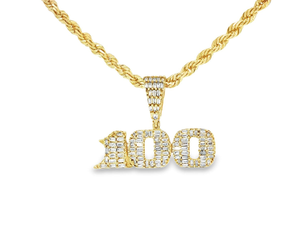 10k Gold Diamond Dollar Sign Pendant with Round & Baguette Accents 2.5ct - AVI THE JEWELER