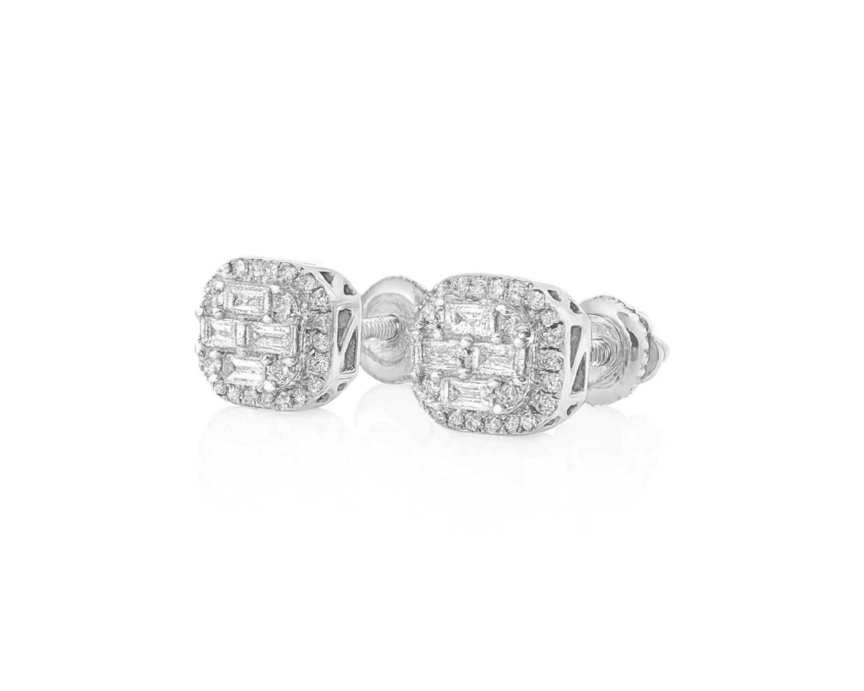 10k Gold Diamond Earrings with Baguette & Round Cluster Cushion Design 0.37ct – lifestyle 3206