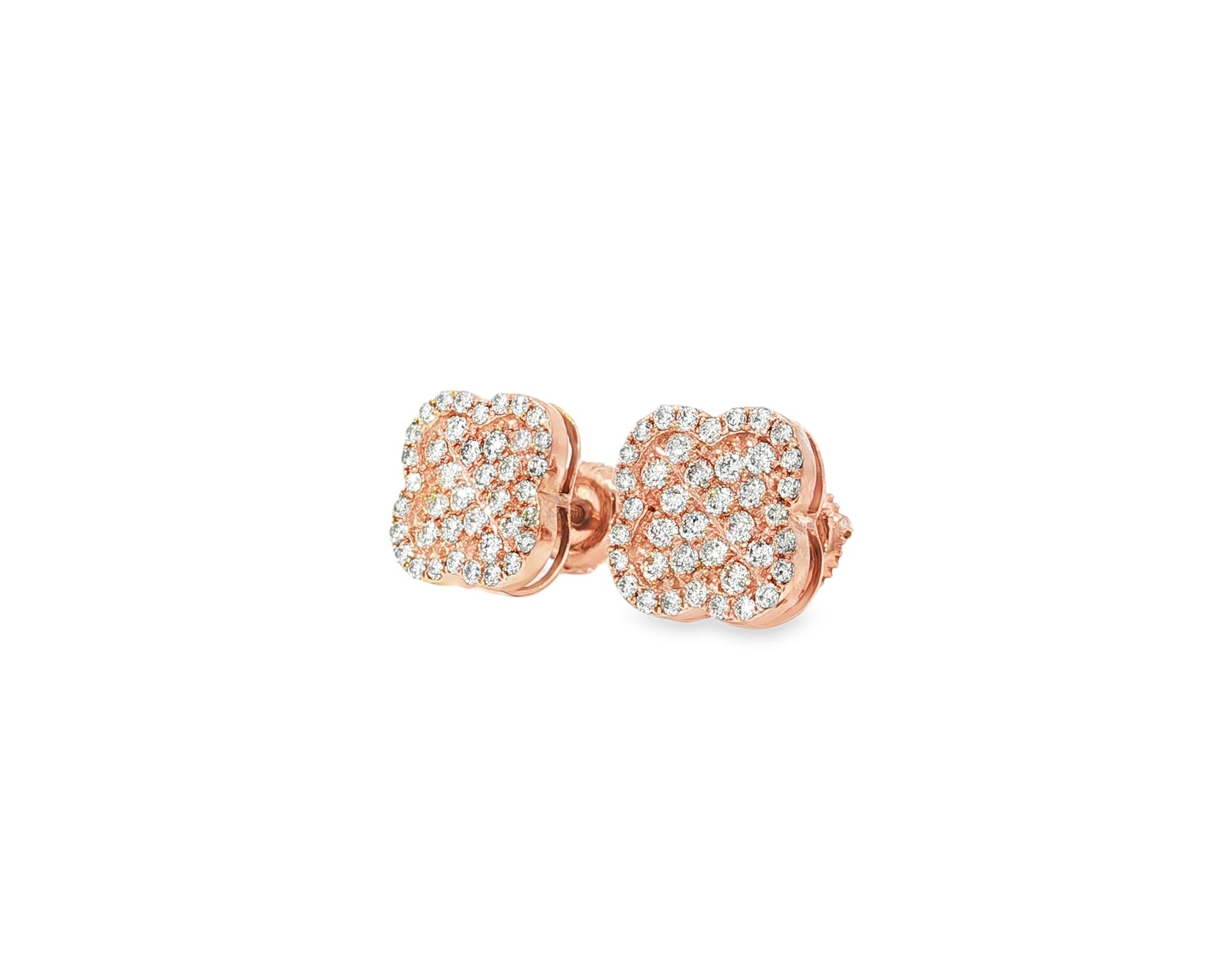10k Gold Diamond Earrings with Floral Clover Design 0.86ct - AVI THE JEWELER
